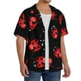 thumbnail image 1 of Lsque Beautiful Red Ladybug print Men's Cuban Collar Short Sleeve Shirt Summer Beachwear Casual Button Down Fashionable Vacation Leisure Shirt-XX-Large, 1 of 7