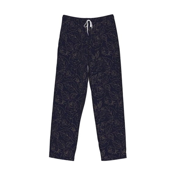 Lsque Beautiful Roses Print Men's Pajama Pants, Lounge Pant - Comfortable Home Wear,Elastic Waistband, Stylish Design-Medium