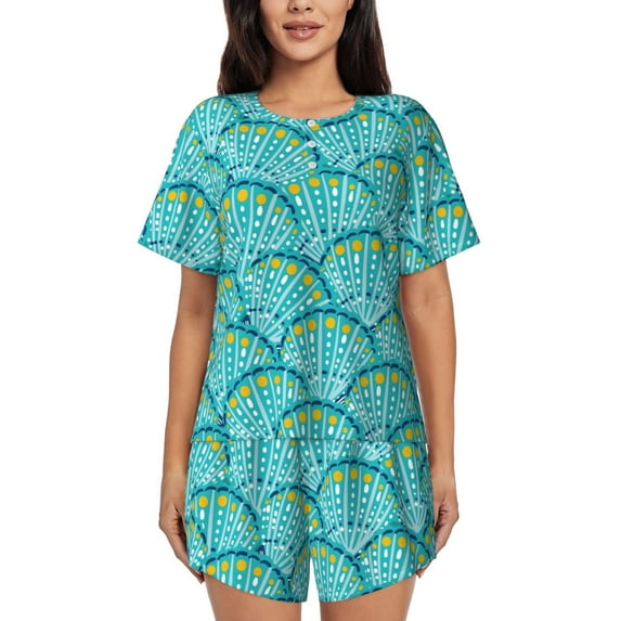 Lsque Beautiful Seashells Women's Short-Sleeved Pajama Set - 2 Piece Soft and Lightweight Sleepwear Set-X-Large