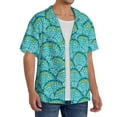 thumbnail image 1 of Lsque Beautiful Seashells print Men's Cuban Collar Short Sleeve Shirt Summer Beachwear Casual Button Down Fashionable Vacation Leisure Shirt-Large, 1 of 7