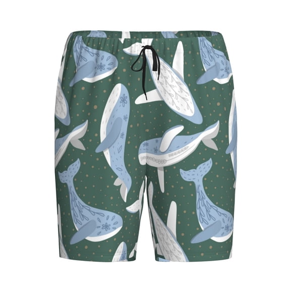 Lsque Beautiful Whales Mens Sleep Pajama Shorts,Short Pajama Pants, Cotton Ultra-Soft Knit-3X-Large