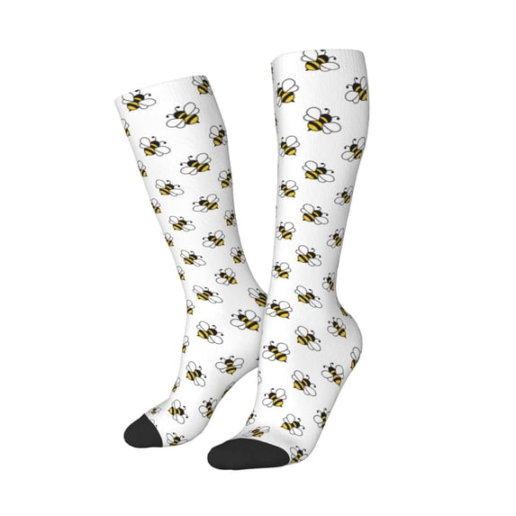 Lsque Bee Printed Crew Socks Men's Women's LightWeight Thin Casual Calf Socks ,Knee High Socks,Cotton Socks