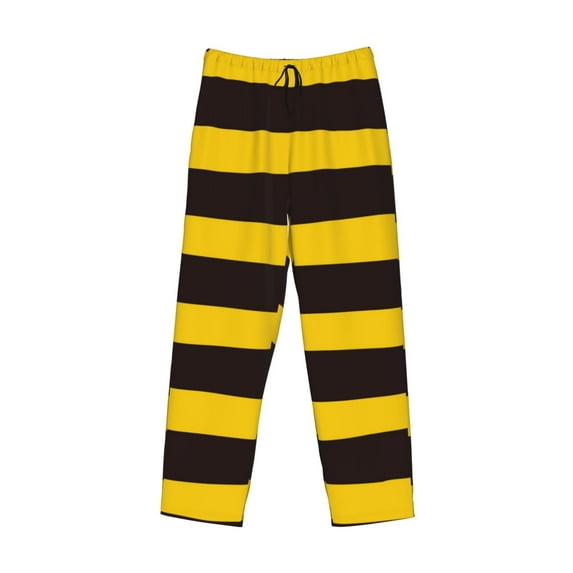 Lsque Bee Stripe Print Men's Pajama Pants, Lounge Pant - Comfortable Home Wear,Elastic Waistband, Stylish Design-X-Large