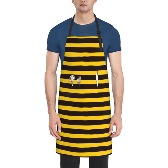 Lsque Bee Stripe Waterproof Apron Chef Aprons for Men Heavy Duty Chemical Work Apron Extra Long Grilling Aprons with Adjustable Bib Apron