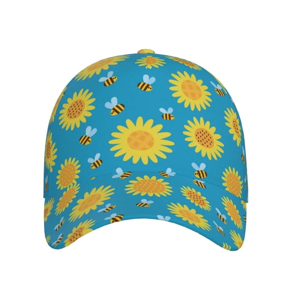 Lsque Bee Sunflower Baseball Cap Trucker Low Profile Hat Golf Dad Hat Adjustable Original Classic Unconstructed Plain Cap Men Women