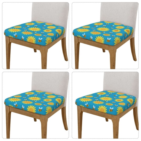 Lsque Bee Sunflower Printed Square Couch Cushion Covers, Floral Sofa Cushion Covers Replacement, Stretch Couch Covers for Couch-16.9in