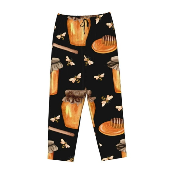 Lsque Bee and Honey Print Women's Pajama Pants, Lounge Pant - Comfortable Home Wear,Elastic Waistband, Stylish Design-X-Large