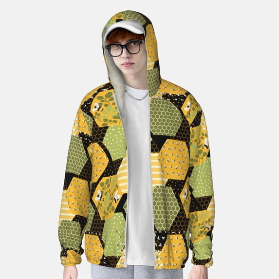 Lsque Bee honey UPF 50+ Lightweight Sun Protection Men's Women's Long Sleeve Shirt, Hoodie Performance -Medium
