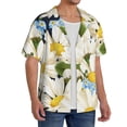 thumbnail image 1 of Lsque Bees Collecting Nectar print Men's Cuban Collar Short Sleeve Shirt Summer Beachwear Casual Button Down Fashionable Vacation Leisure Shirt-Large, 1 of 7