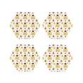 thumbnail image 1 of Lsque Bees and Flowers Pattern 4" Drink Coasters Set of 4, PVC Leather Absorbent Coasters, Table Coaster Set Decorative Coffee Cup Coasters Housewarming Gift -Hexagon, 1 of 6