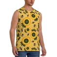 thumbnail image 1 of Lsque Bees and Sunflowers Print Men's Cotton Blend Sleeveless Muscle Shirts (S-3XL)- Moisture Wicking, Odor Protection, UPF 30+,Large, 1 of 8