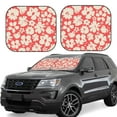 thumbnail image 1 of Lsque Beige Flowers 2 PCS Windshield Sun Shade | CarFoldable Window Covers | Car Accessories Reflect UV for Universal Cars SUV Truck | Large, 1 of 7