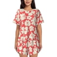 thumbnail image 1 of Lsque Beige Flowers Women's Short-Sleeved Pajama Set - 2 Piece Soft and Lightweight Sleepwear Set-, 1 of 9