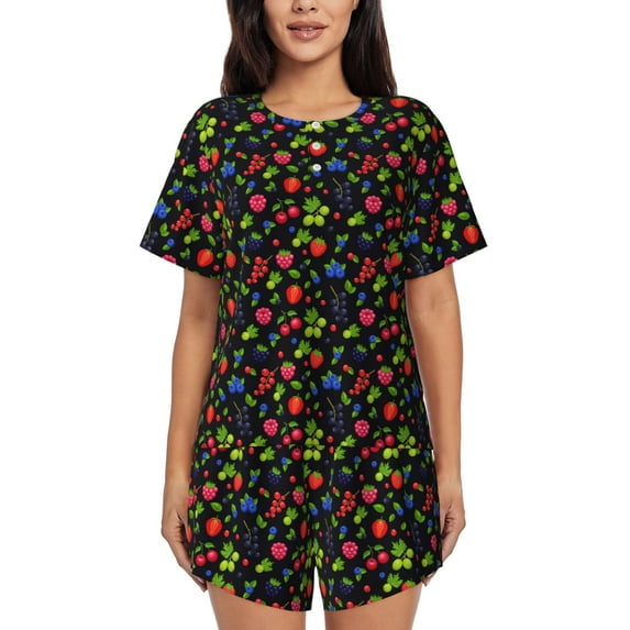 Lsque Berries Women's Short-Sleeved Pajama Set - 2 Piece Soft and Lightweight Sleepwear Set-4X-Large