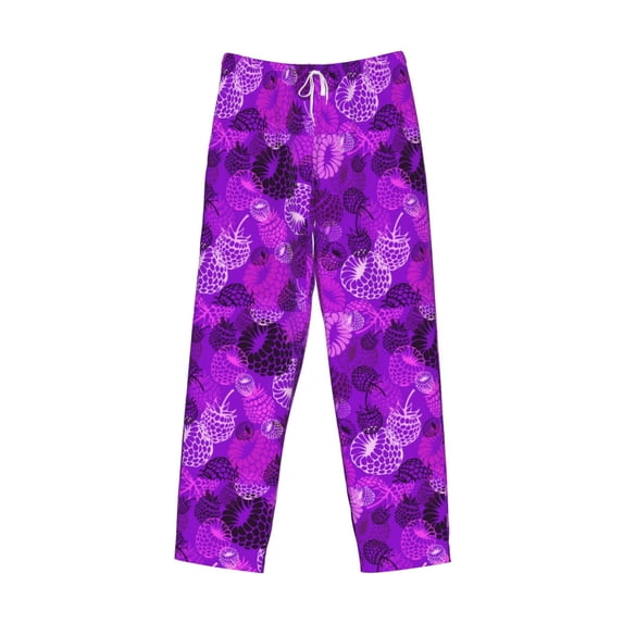 Lsque Berry Raspberry Print Men's Pajama Pants, Lounge Pant - Comfortable Home Wear,Elastic Waistband, Stylish Design-Medium