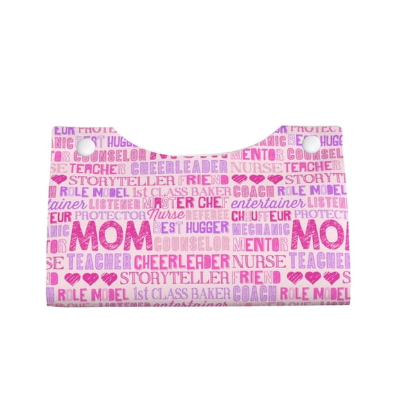 Lsque Best Mom ever Printed Long Tissue Box Cover Holder, Facial Paper Organizer Dispenser,Triangle with Bottom Belt, PVC Leather Decorative Organizer