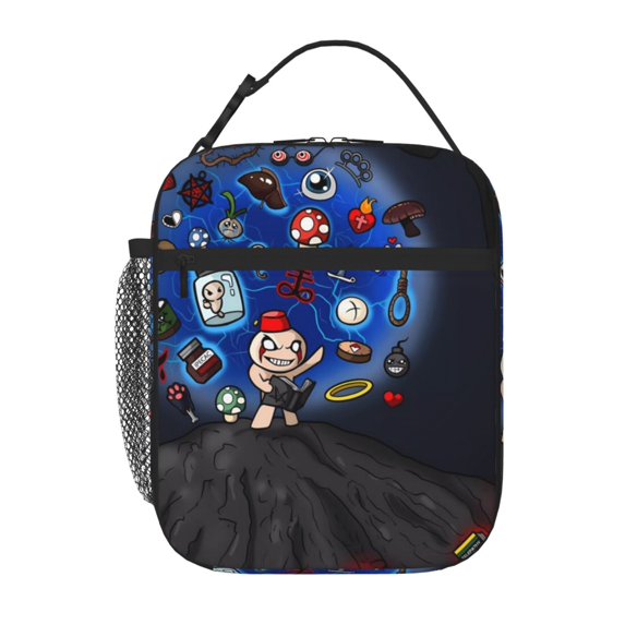 Lsque The Binding of Isaac Pattern Insulated Lunch Bag – Lunch Box with Thick Insulation & Food-Grade PEVA Lining, Functional Compartments & Detachable Handle