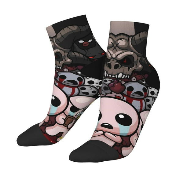 Lsque The Binding of Isaac Printed Crew Socks, Moisture-Wicking Socks, Athletic Socks for Men Breathable Cushion Socks Casual Sport Socks for Running Traveling