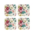 thumbnail image 1 of Lsque Bird Butterfly Rose Pattern 4" Drink Coasters Set of 4, PVC Leather Absorbent Coasters, Table Coaster Set Decorative Coffee Cup Coasters Housewarming Gift -Square, 1 of 6