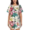 thumbnail image 1 of Lsque Bird Butterfly Rose Women's Short-Sleeved Pajama Set - 2 Piece Soft and Lightweight Sleepwear Set-Large, 1 of 9