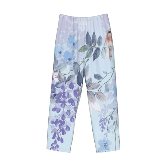Lsque Bird Butterfly Stripe Print Men's Pajama Pants, Lounge Pant - Comfortable Home Wear,Elastic Waistband, Stylish Design-Small