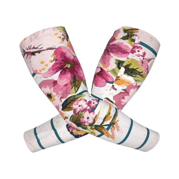 Lsque Bird and Floral Cooling Arm Sleeves for Men & Women -Compression Sleeves to Cover Arms for Working,Sun Sleeves for UV Protection,Breathable, Moisture-Wicking