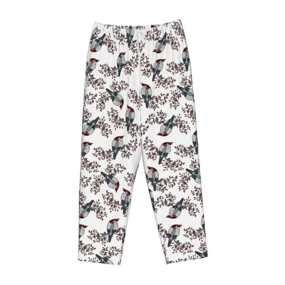 Lsque Bird Print Women's Pajama Pants, Lounge Pant - Comfortable Home Wear,Elastic Waistband, Stylish Design-Small