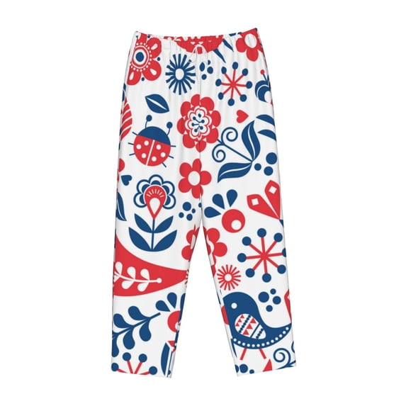 Lsque Birds Flowers Print Women's Pajama Pants, Lounge Pant - Comfortable Home Wear,Elastic Waistband, Stylish Design-Small