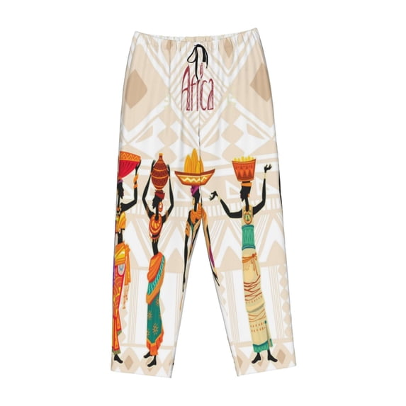 Lsque Black African Woman Print Women's Pajama Pants, Lounge Pant - Comfortable Home Wear,Elastic Waistband, Stylish Design-Small