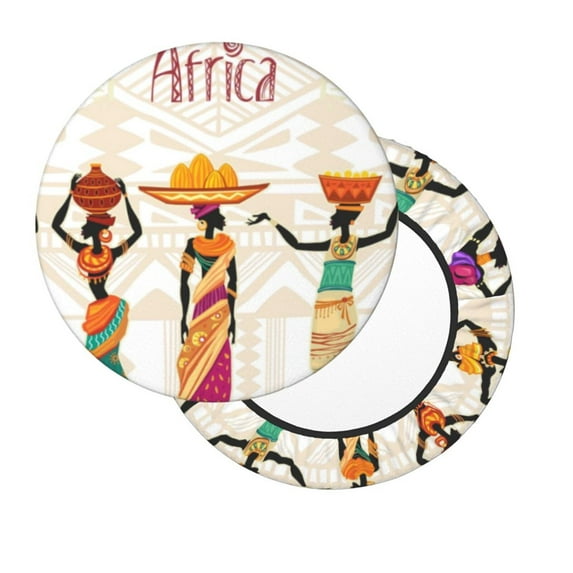 Lsque Black African Woman Round Bar chair cushion covers Velvet Fabric Premium Comfort Protects from Scratches and Stains for 14-17 Inch Chair- 13 inch