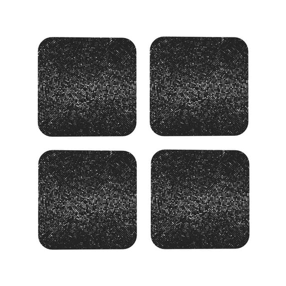 Lsque Black And White Dotted Pattern 4" Drink Coasters Set of 4, PVC Leather Absorbent Coasters, Table Coaster Set Decorative Coffee Cup Coasters Housewarming Gift -Square