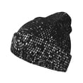 thumbnail image 1 of Lsque Black And White Dotted Pattern Knitted Beanie, Unisex Winter Hat, Knit Hat Winter Beanies Thick Fisherman Beanies Cuffed Plain Skull Caps, 1 of 6