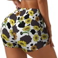 thumbnail image 1 of Lsque Black Cow Sunflowers Pattern High Waisted Biker Shorts for Women-Tummy Control Fitness Athletic Workout Running Yoga Gym Shorts,Moisture-Wicking-XX-Large, 1 of 9