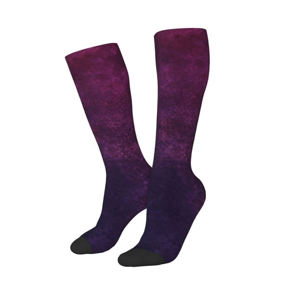 Lsque Black Dark Blue Purple Printed Crew Socks Men's Women's LightWeight Thin Casual Calf Socks ,Knee High Socks,Cotton Socks