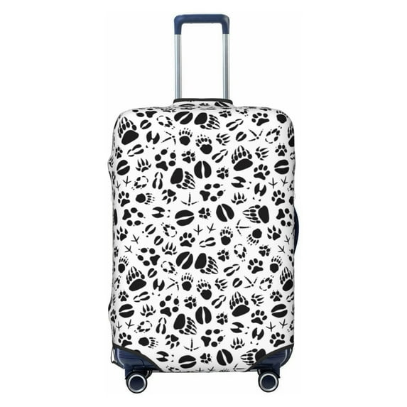Lsque Black Footprints Printed Luggage Cover, Travel Luggage Protector,Scratch and Dirt Resistant, Fits 18-32 Inch Luggage - Large