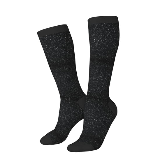 Lsque Black Glitter Printed Crew Socks Men's Women's LightWeight Thin Casual Calf Socks ,Knee High Socks,Cotton Socks