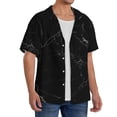 thumbnail image 1 of Lsque Black Marble Texture Abstract print Men's Cuban Collar Short Sleeve Shirt Summer Beachwear Casual Button Down Fashionable Vacation Leisure Shirt-3X-Large, 1 of 7
