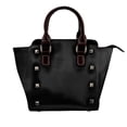 thumbnail image 1 of Lsque Black Pattern Leather Rivet Shoulder Bag – Elegant Genuine Leather & Microfiber PU Crossbody with Detachable Adjustable Strap, 1 of 5