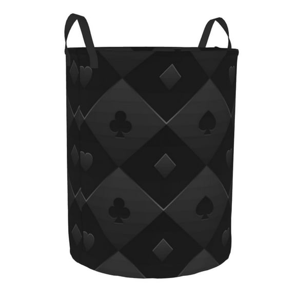 Lsque Black Poker pattern Laundry Hamper Basket, Tall Woven Rope Hamper Basket for Clothes, Lightweight Storage Basket, Collapsible Waterproof-Medium
