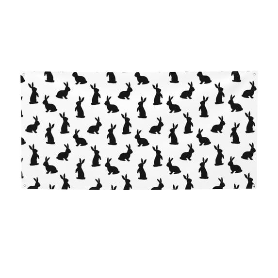 Lsque Black Rabbit Pattern Party Banner, Festive Banner , Holiday Celebrations and Events for Carnival Birthday Party Festival Decorations-Small