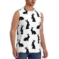 thumbnail image 1 of Lsque Black Rabbit Print Men's Cotton Blend Sleeveless Muscle Shirts (S-3XL)- Moisture Wicking, Odor Protection, UPF 30+,Small, 1 of 8