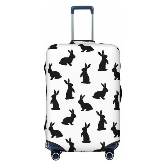 Lsque Black Rabbit Printed Luggage Cover, Travel Luggage Protector,Scratch and Dirt Resistant, Fits 18-32 Inch Luggage - X-Large