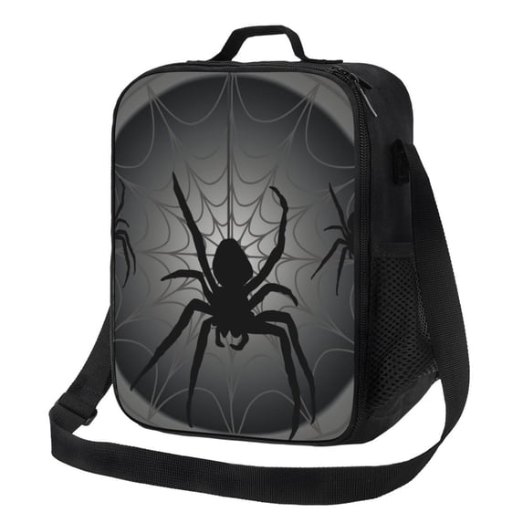Lsque Black Spiders Lunch Bag Lunch Box for Women Men Reusable Insulated Lunch Tote Bag,Leakproof Thermal Cooler Sack Food Handbags Case High Capacity