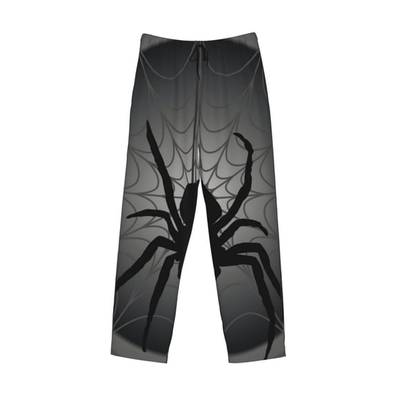 Lsque Black Spiders Print Men's Pajama Pants, Lounge Pant - Comfortable Home Wear,Elastic Waistband, Stylish Design-Small
