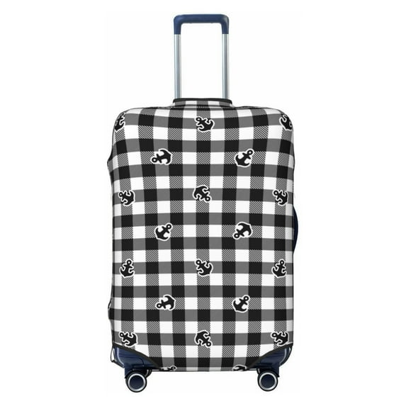 Lsque Black Tartan Plaid Printed Luggage Cover, Travel Luggage Protector,Scratch and Dirt Resistant, Fits 18-32 Inch Luggage - Medium