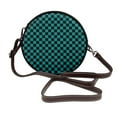 thumbnail image 1 of Lsque Black And Teal Checkerboard Pattern Shoulder Bag – Microfiber Leather Crossbody with Detachable Strap & Handle Ring, Waterproof & Durable, Elegant Everyday Carry, 1 of 5