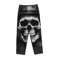 thumbnail image 1 of Lsque Black White Hat Skull Print Women's Pajama Pants, Lounge Pant - Comfortable Home Wear,Elastic Waistband, Stylish Design-Large, 1 of 9