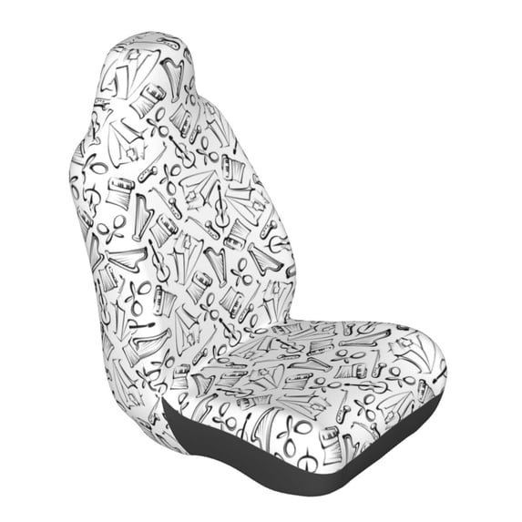Lsque Black White Music Pattern Car Seat Covers for Front Seats , Waterproof Seat Covers for Cars, Sporty Front Seat Covers,Car Seat Cover Protector Front Seats