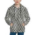 thumbnail image 1 of Lsque Black White Stripes Patten Youth Hoodie Sweatshirt Pullover with Kangaroo Pocket Boys and Girls Hoodie Warm Hoodie for Kids-Small, 1 of 6