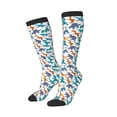 thumbnail image 1 of Lsque Block Dinosaur Printed Crew Socks Men's Women's LightWeight Thin Casual Calf Socks ,Knee High Socks,Cotton Socks, 1 of 9